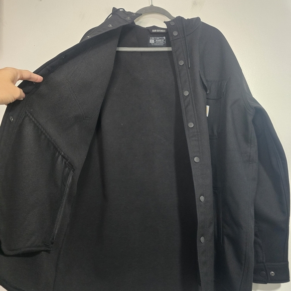 Carhartt Men's Relaxed Fit Rain defender in Black hooded jacket weather Proof - Picture 4 of 12